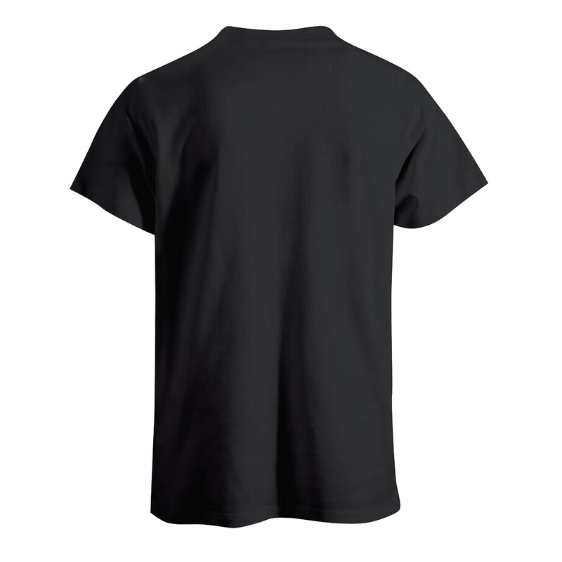 The back view of this black Thank You Bro T-shirt has a reinforced collar, double folded cuffs and not easy to deform. 