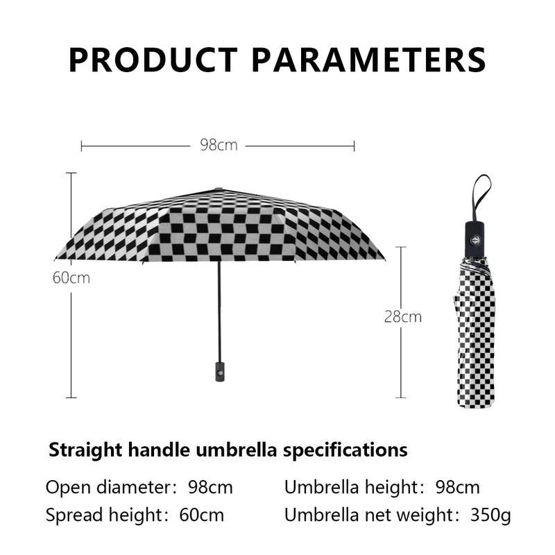 The Checkup Umbrella has straight handle specifications of 98 cm in height and diameter with a weight of 350 grams and a spread height of 60 cm.