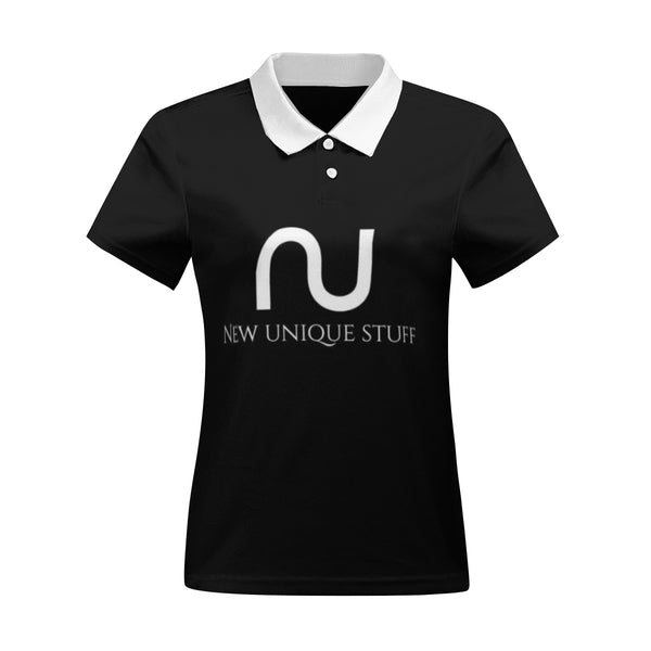 Get this ladies' Polo shirt made exclusively by New Unique Stuff with logo and name. The matching white collar with the logo and buttons make it unique and a perfect treat to wear for a social summer event anywhere!