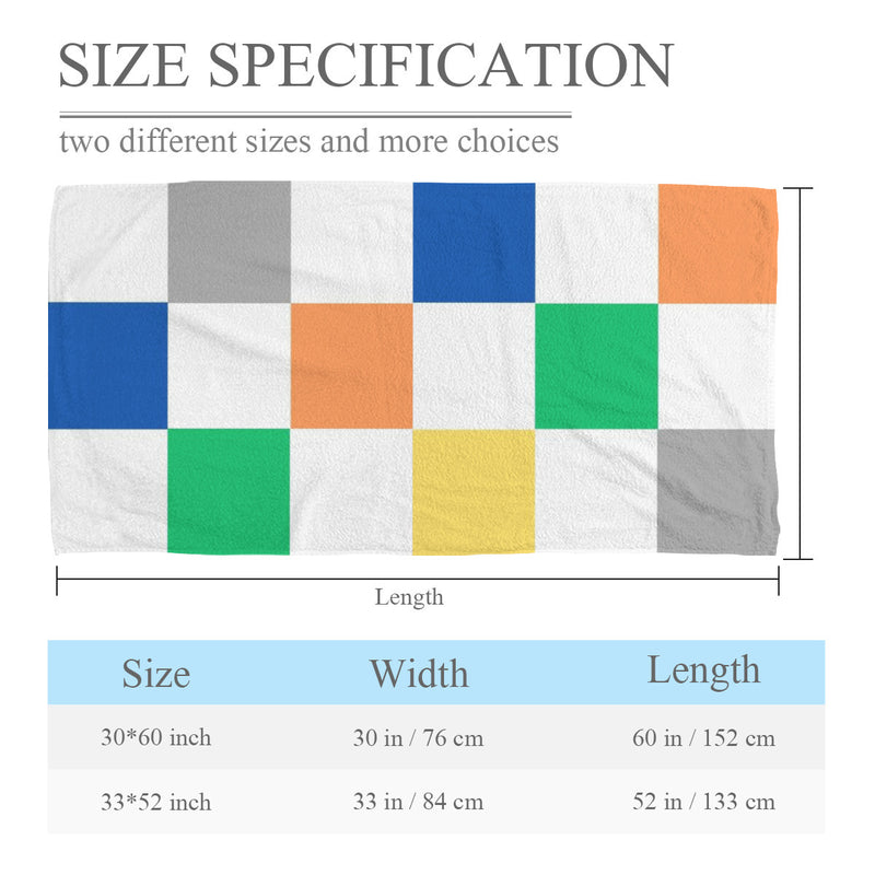 This size data for this Multi-color Checkered Towel is measured under the flat, due to different measurement methods, where the variance within 1-3cm is normal.