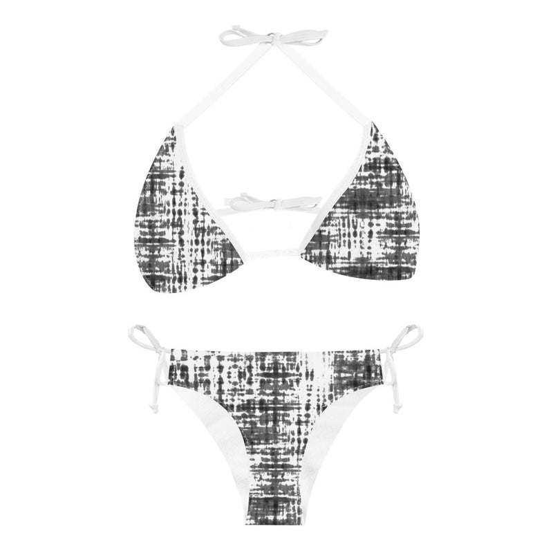 The Black Streak bikini set comes with a bikini triangle top and triangle bikini swim trunks.