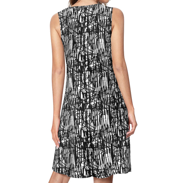 Black Scratches sleeveless dress