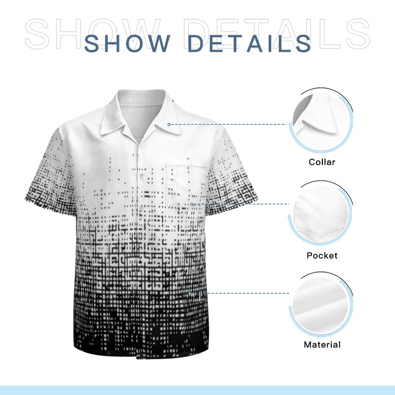 The Half Tone dress shirt is made by New Unique Stuff is an All-Over Print made of Polyester with a lapel collar design in Short sleeves.