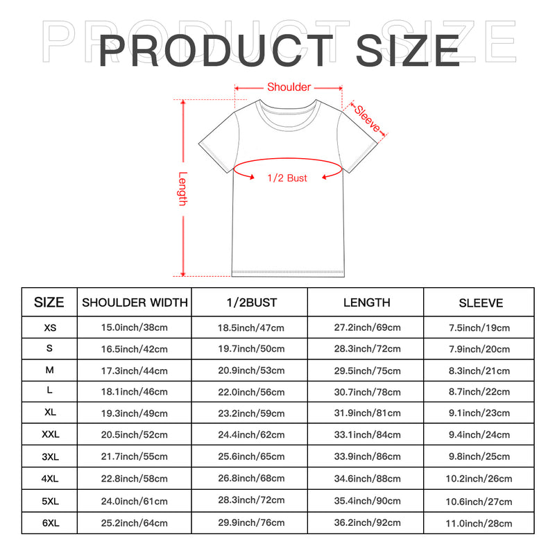 The product size for this bat shirt is on the chart. Find the right size