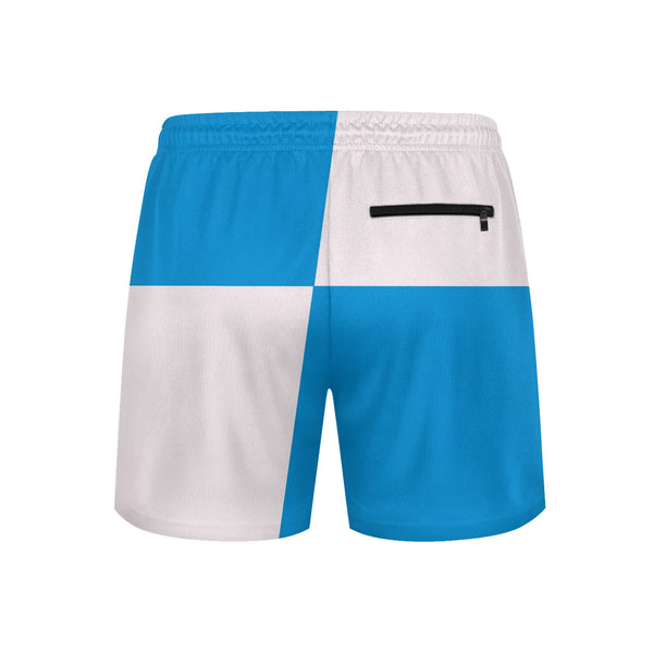 The Beachy Blue Shorts by New Unique Stuff comes with a black zipper pocket to store small valuable items securely.