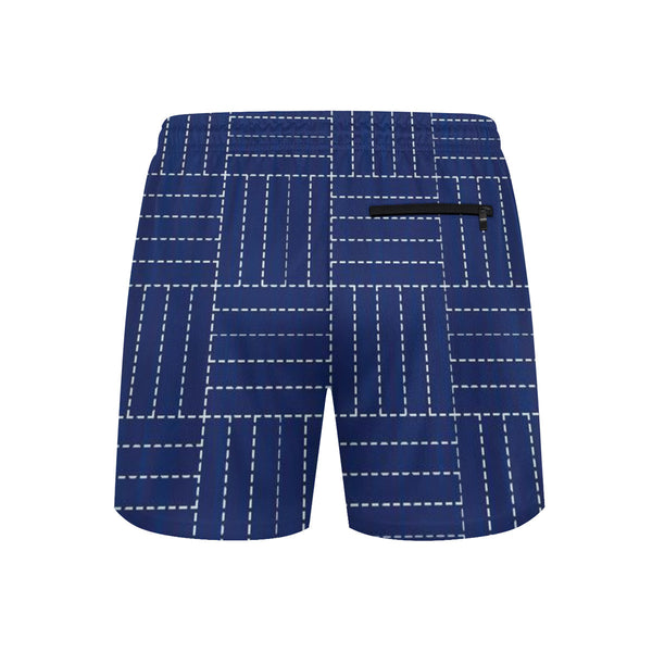 The back view of these Blue Plaid Beach Shorts by New Unique Stuff features this unique design with a handy black zipper pocket design that makes it complete. 