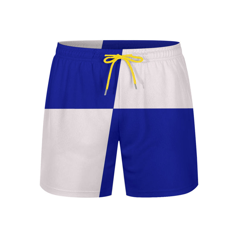 The Beachy Blue 2 Shorts by New Unique Stuff provide color options for yellow adjustable strings to adjust at will.