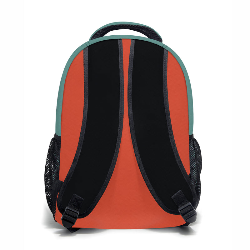 The Hockey Life backpack contains reinforced straps and adjustable shoulder straps, and the material is waterproof fabric. The red background is on the back of the backpack to help locate the straps in dim lighting areas. 