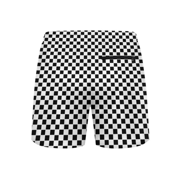 The Checker Beach Shorts by New Unique Stuff provides the black zipper pocket. Soft lining, reduce friction, more comfortable.