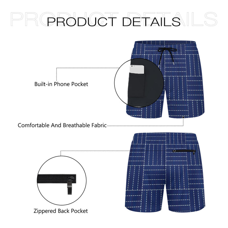 The Plaid Dash Blue has two pockets on both sides for storing wallet, keys, cell phone or other small items that are loose fit is comfortable and easy to wear, giving a simple and comfortable wearing experience and improving the quality of life. Suitable for beach, idyllic vacation, surfing, pool play.