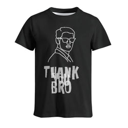 The Thank You Bro T-Shirt that comes in black with white graffiti. The design area is an All-Over Print with high-quality fabric. This t-shirt has good elasticity and comfortable to wear.