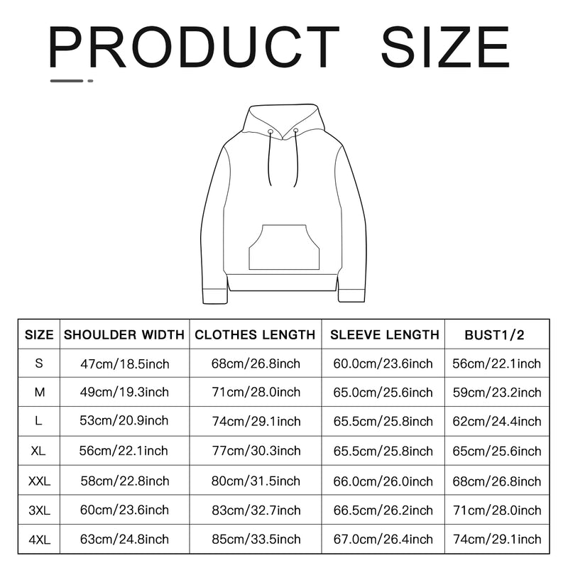 This hoodie product size scale is available to determine the length that suits you.