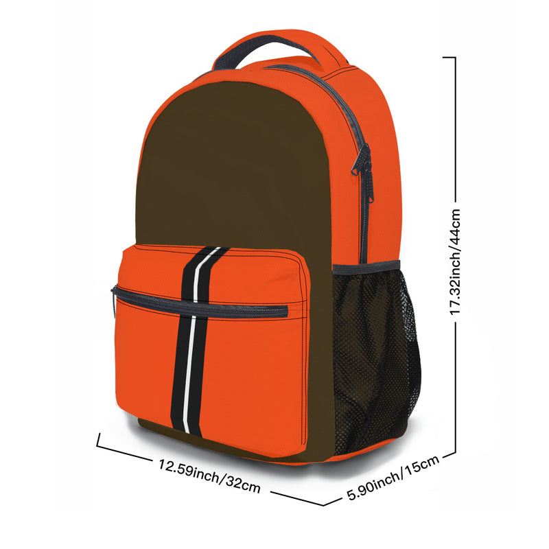 The size of this Terracotta Backpack: bottom 5.9 by 12.5 inches with a height of 17.3 inches. 