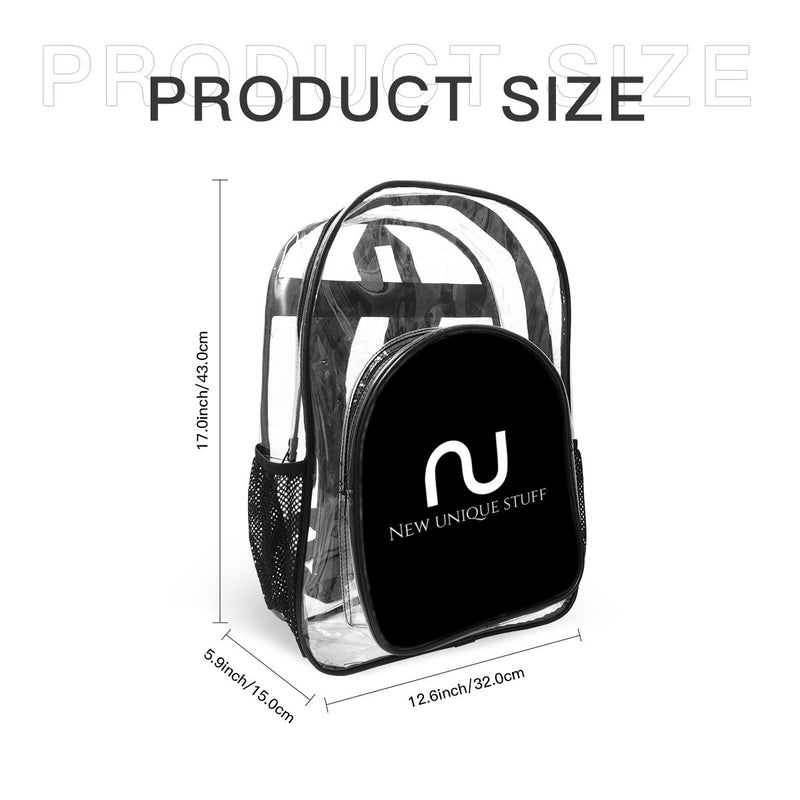 The product size of this New Unique Stuff Backpack is 5.9 inches or 15 centimetres in width by 12.5 inches or 32 centimetres in length with 17 inches or 43 centimetres in height. 