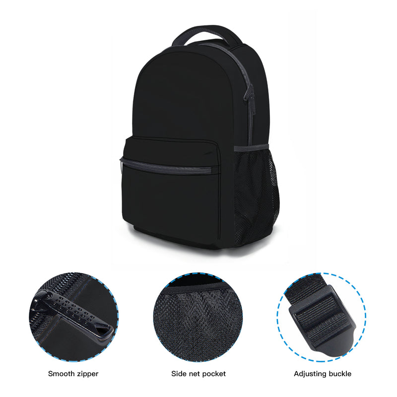 This Black One Backpack provides separate space for your laptop, tablet, cell phone, pens, keys, wallet, books, clothes, flipchart, diary, and more personal items.  Suitable for kids school, outdoor, travel. Cosmetics, hiking, camping, and work office supplies and daily use.